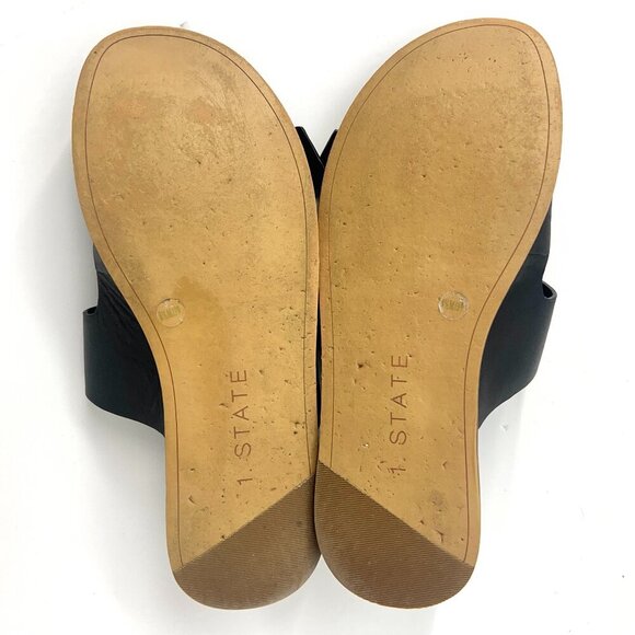 Sz 8.5 - 1.State Women's Ocel Black Leather Dual Buckle Strap Slip On Sandal - Picture 8 of 10